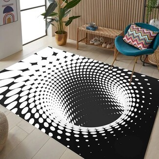 Area Rug: Op Art Halftone Pattern Vortex Graphic