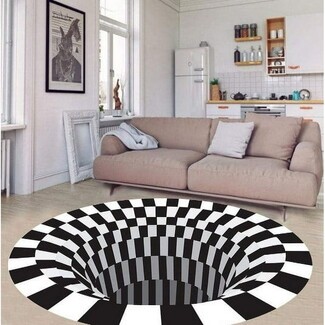 Area Rug: Optical Vortex Checkered 3D Illusion Floor