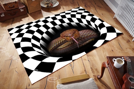 Area Rug: Photorealistic Snake Vortex Checkerboard Carpet