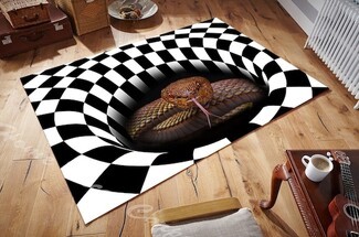 Area Rug: Photorealistic Snake Vortex Checkerboard Carpet