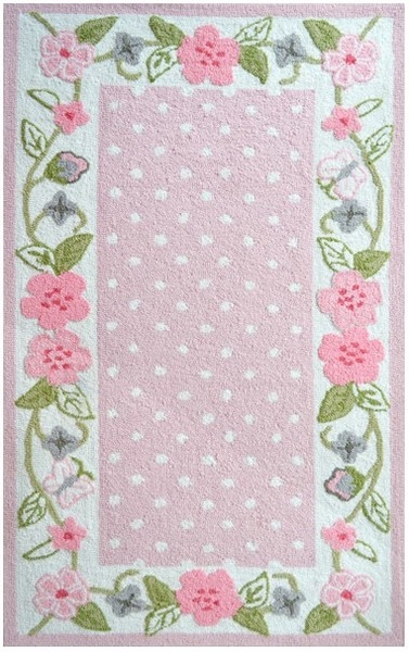 Area Rug Polka Dot Center Floral Vine Nursery Garden Rug