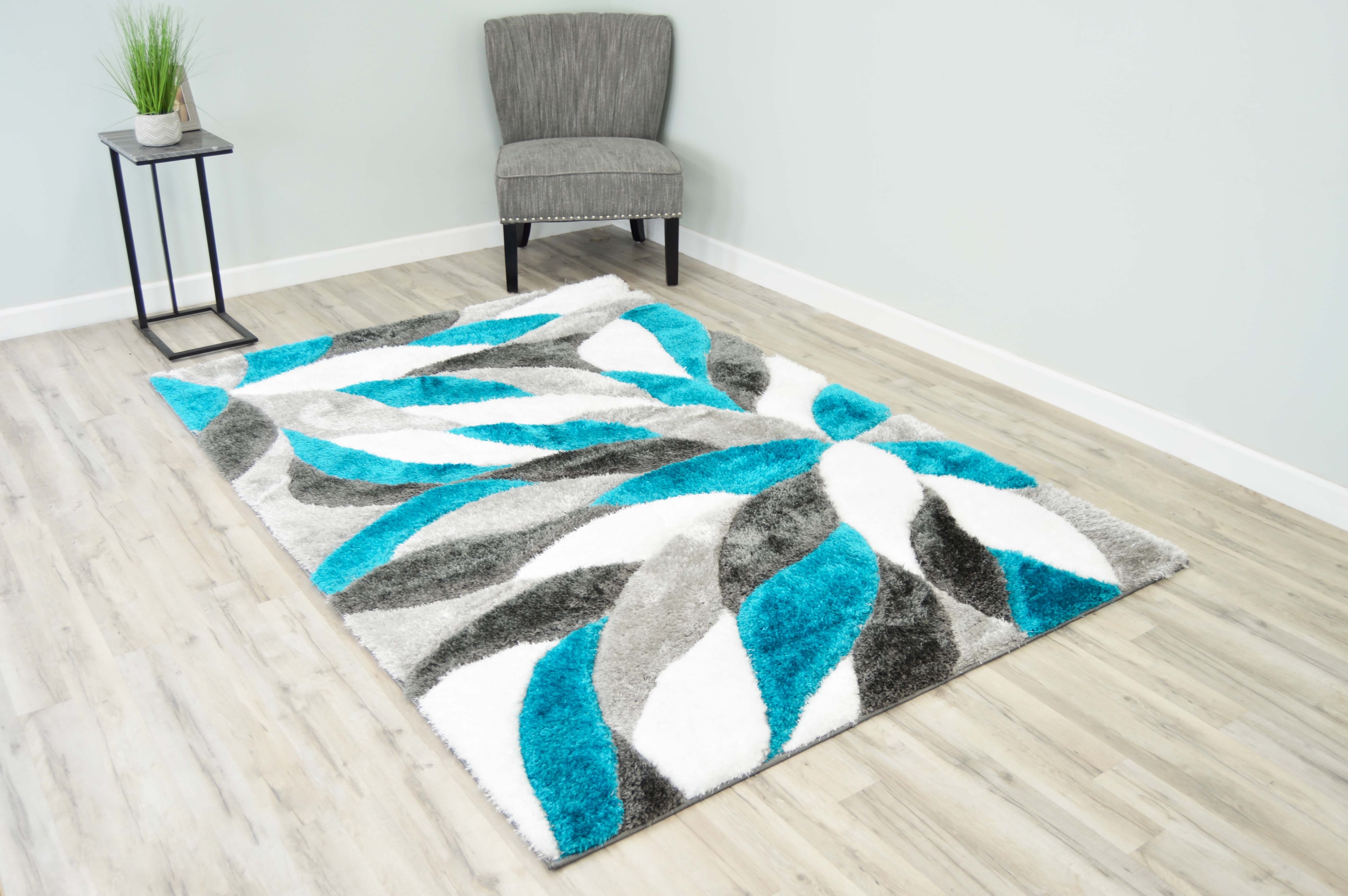 Area Rug Sculpted 3D Pile Abstract Petal Design