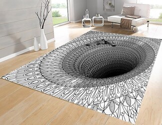 Area Rug: Sinkhole Visual Effect Mandala Border Swirl