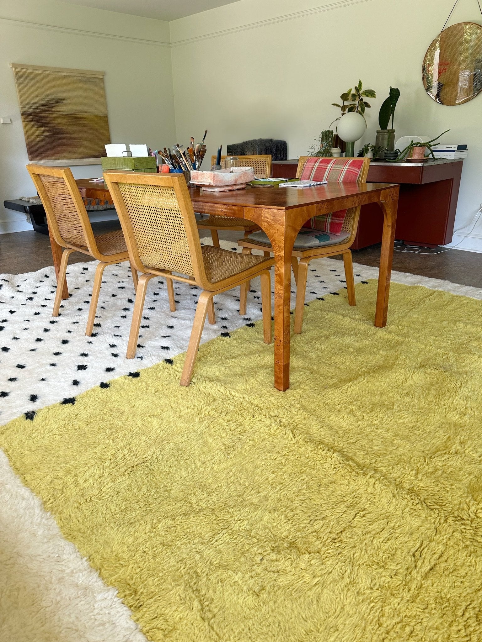Area Rug Tamarind Yellow High Pile Bicolor Design