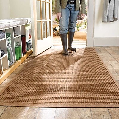 Area Rug: Waffle Weave Texture, Camel Tan Utility Floor Mat