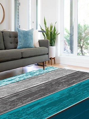 Teal And Gray Rug