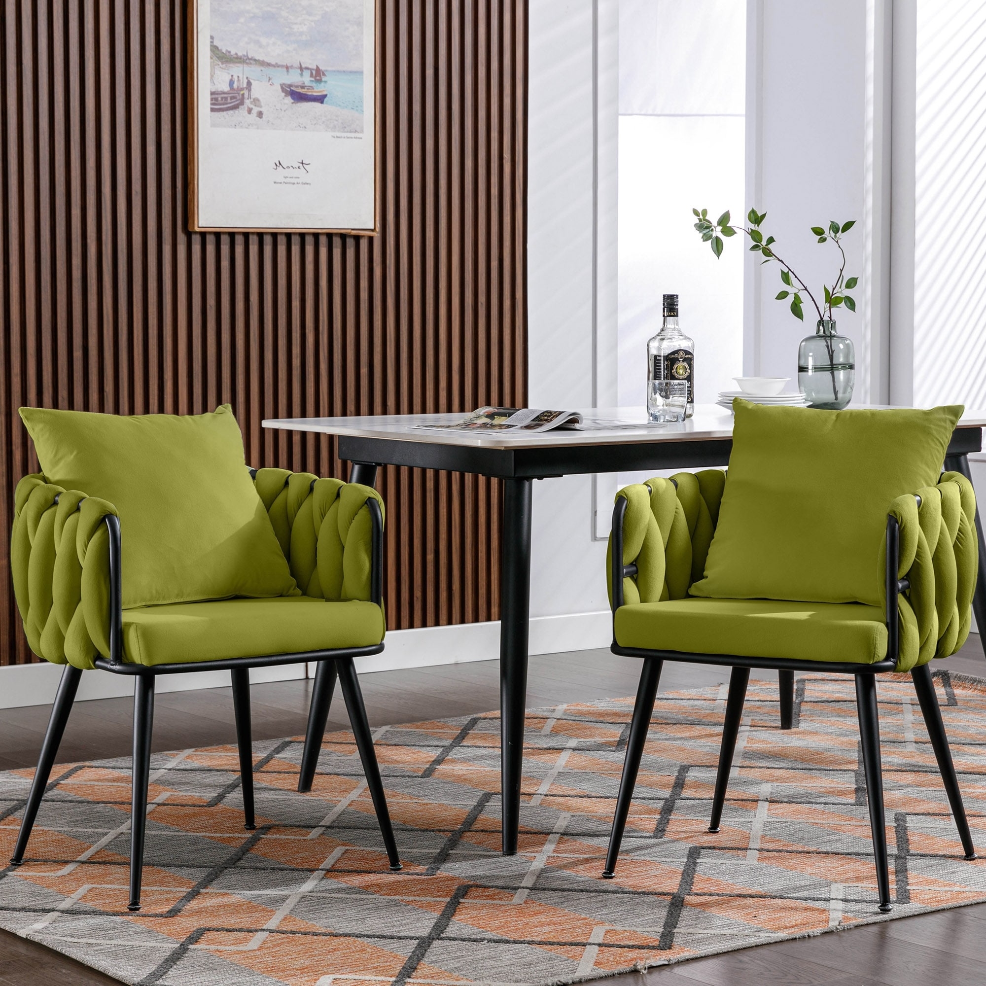 Armchair Braided Back Braided Texture Armchair