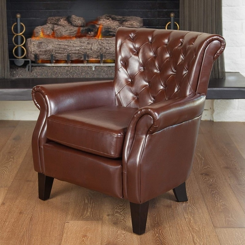 Armchair featuring Diamond Tufting and Rolled Scroll Arms