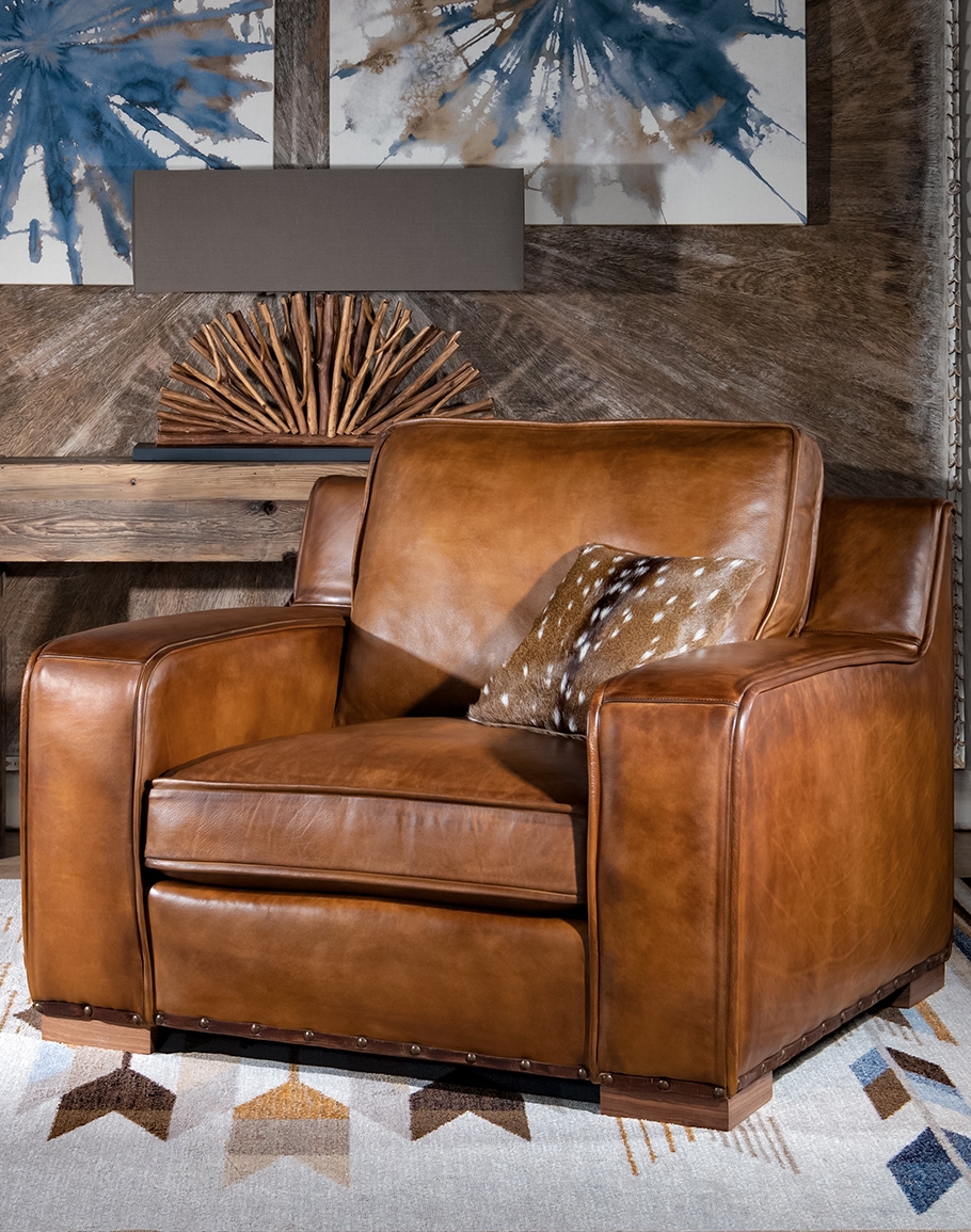 Armchair with Oversized Seat and Western Style Nailheads