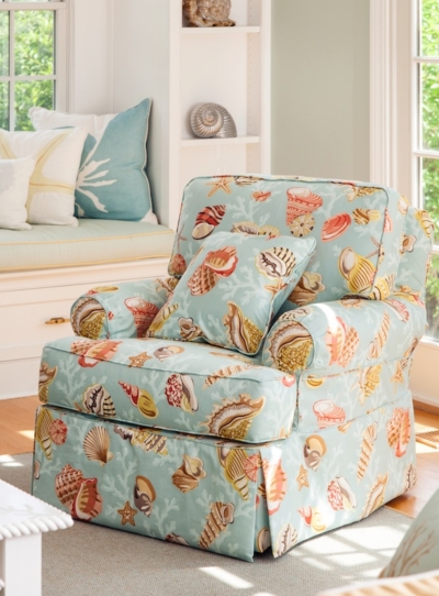 Armchair with Skirted Base and Shell Pattern Furniture