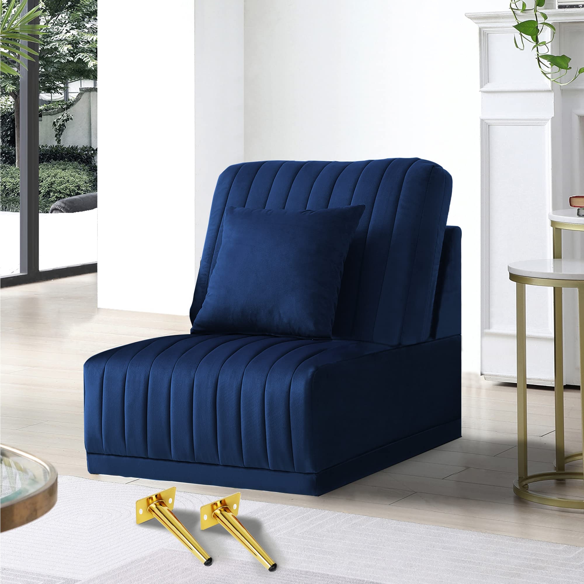 Armless Accent Chair with Vertical Channel Tufting