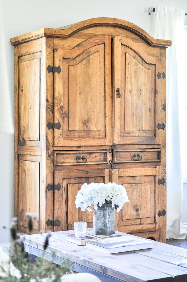 Armoire Arched Top Exposed Hinges Rustic Farmhouse
