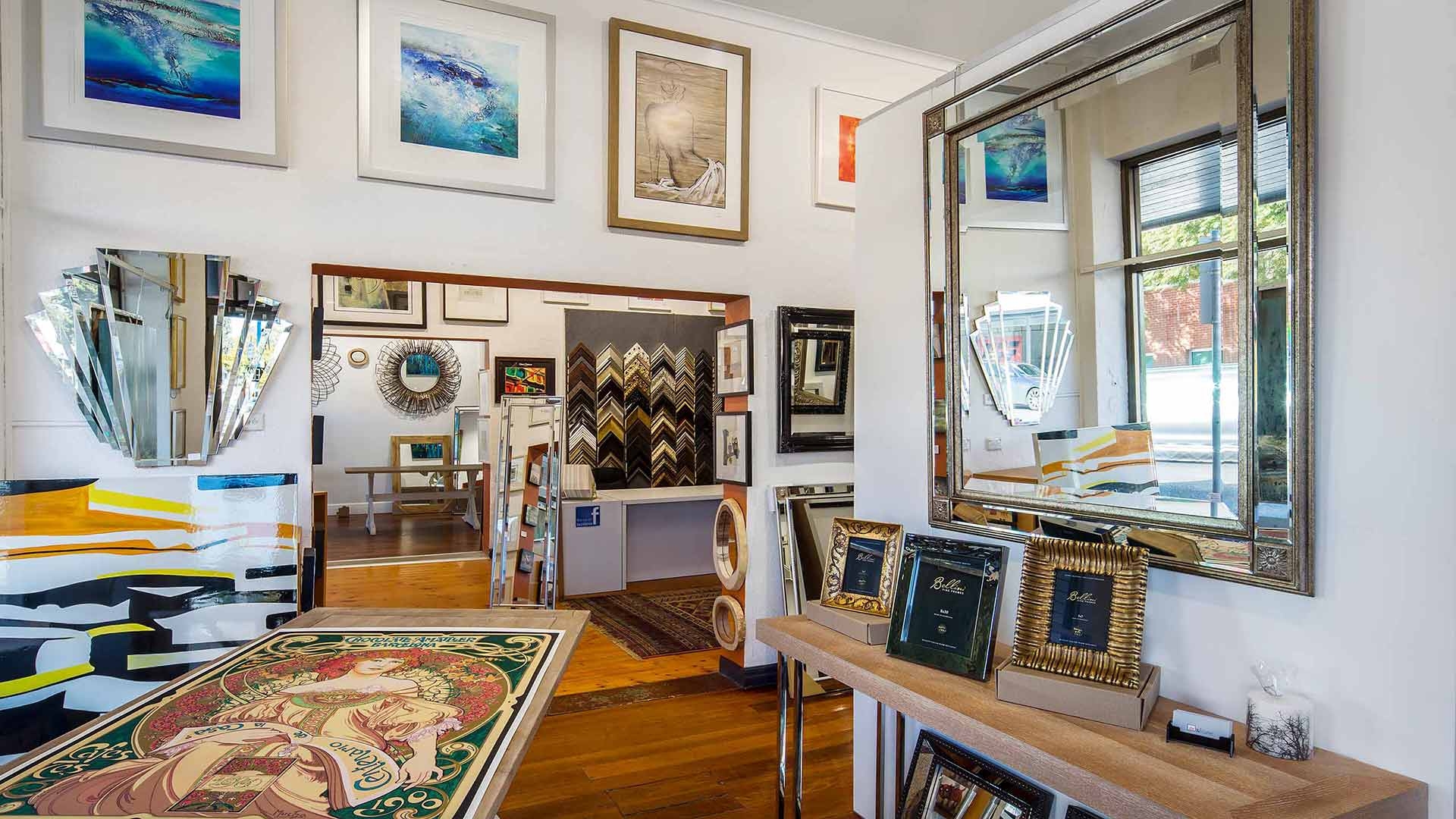 Art Gallery Showroom featuring Art Deco Mirrors and Styling