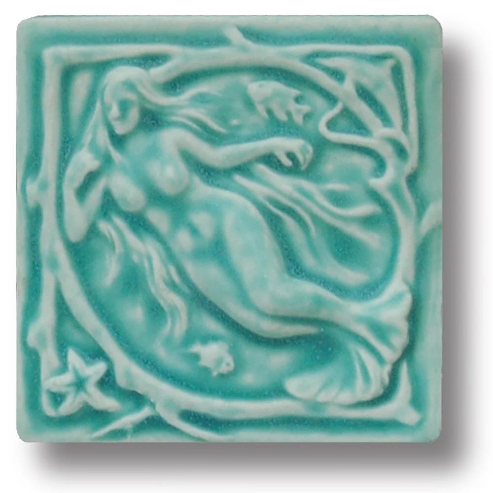Art Tile Aquamarine Glaze Aquamarine Mermaid Tile