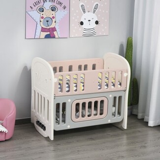 Baby Crib Space Saving Tri-Color Frame with Curved Panels