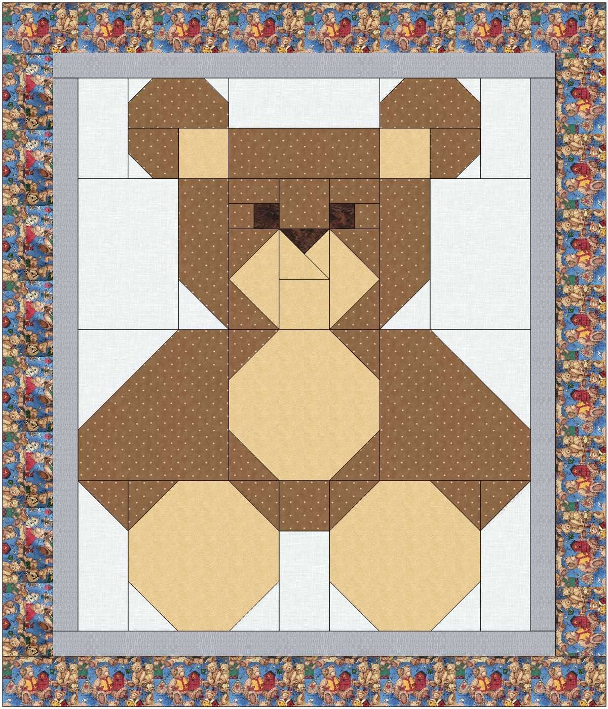 Baby Quilt Animal Print Border Geometric Nursery Patchwork Design