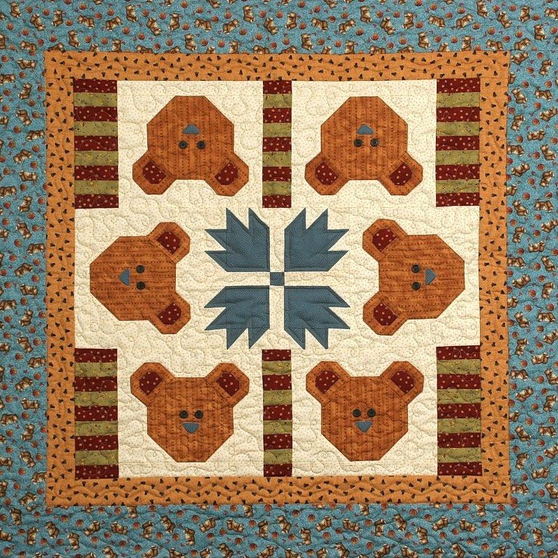 Baby Quilt Applique Bear Face Claw Motif Teddy Bear Quilt Pattern