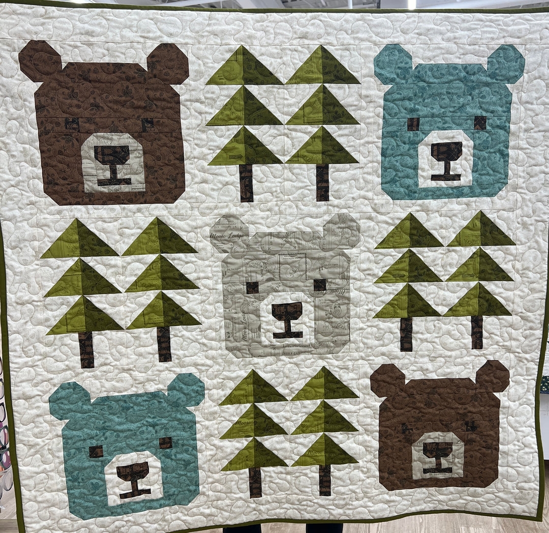 Baby Quilt Bear Motifs Pine Tree Pattern Big Bear Forest Quilt
