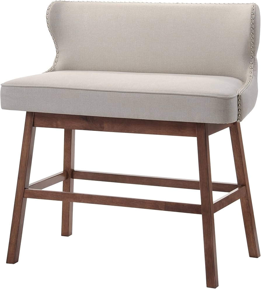 Bar Bench Wingback Profile Silver Nailhead Trim Upholstered Bar Banquette