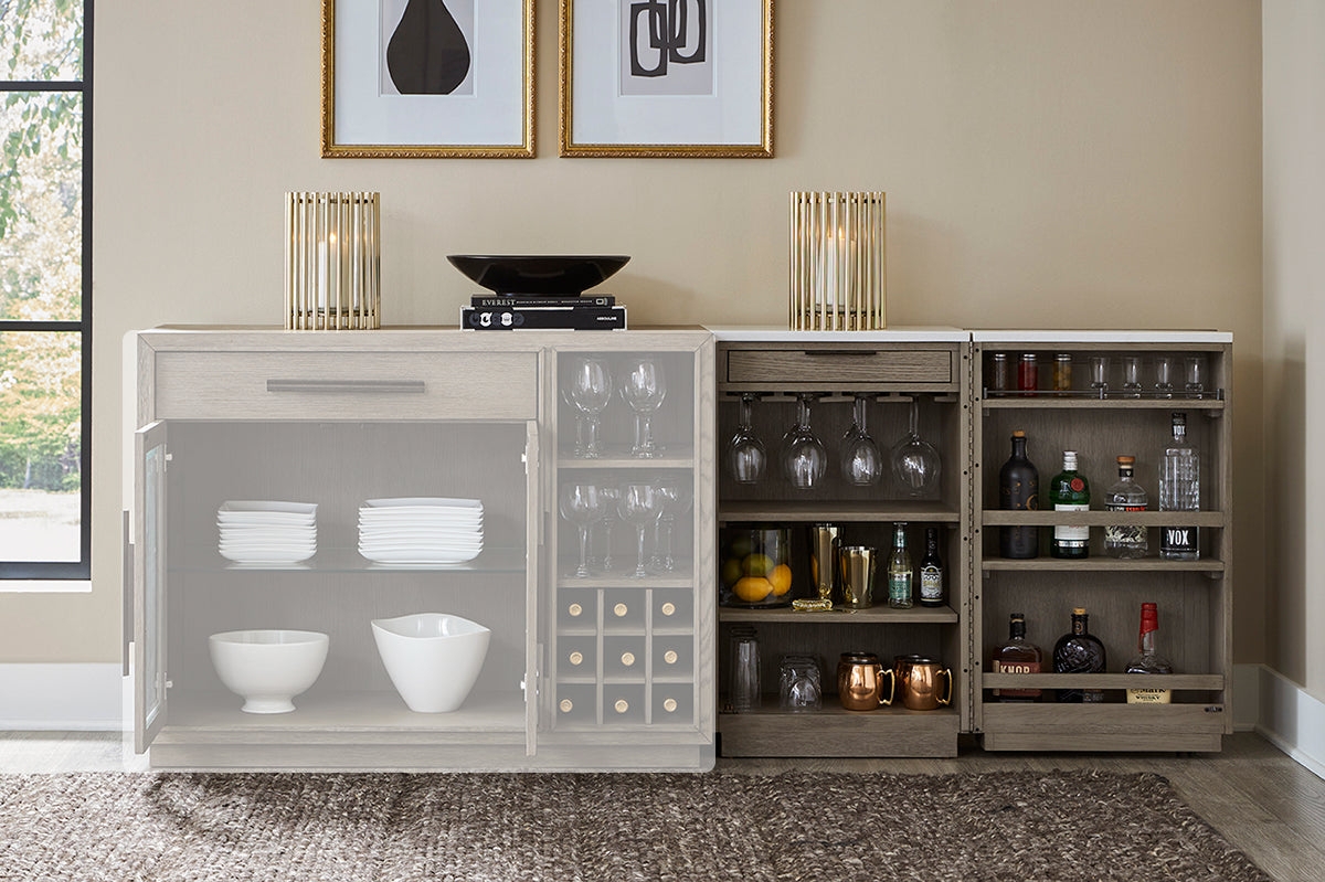 Bar Cabinet Modular Design Driftwood Gray Finish