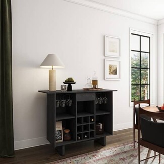 Bar Cabinet with Integrated Stemware Racks and Coffee Station