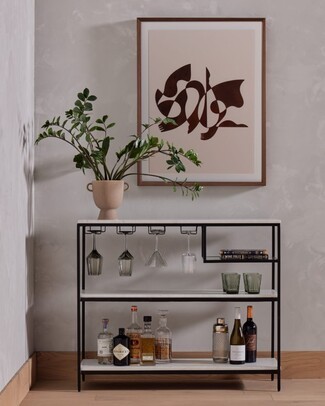 Bar Console Stemware Rack Asymmetrical Shelf Modern Bar Console