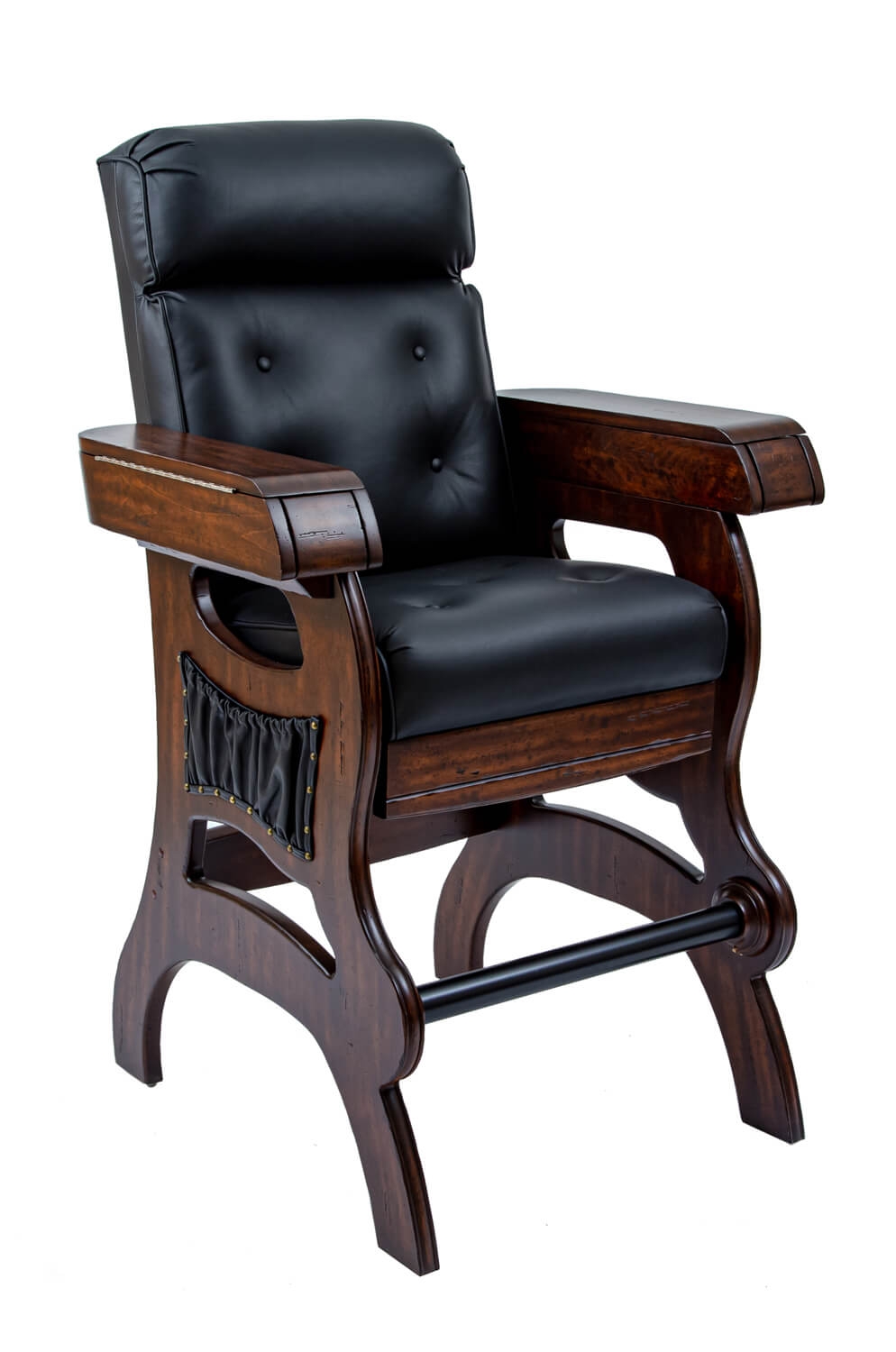 Bar Height Chair with Armrest Storage and Side Pouch
