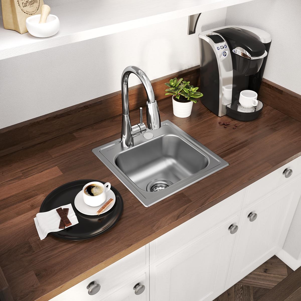 Bar Prep Sink Compact Footprint Wood Countertop Design