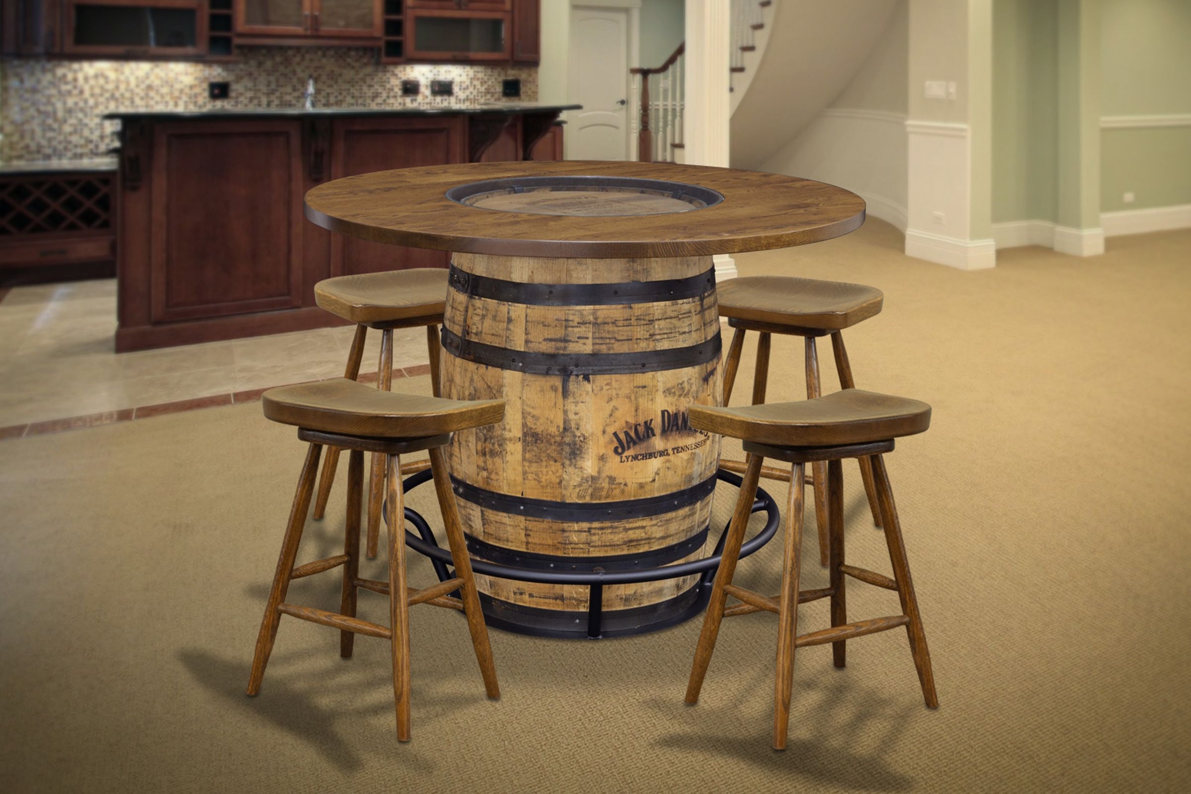 Bar Set with Jack Daniels Branding and Saddle Seats