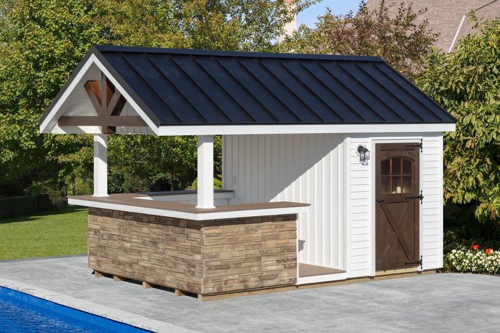 Bar Shed Standing Seam Roof and Stone Base Design