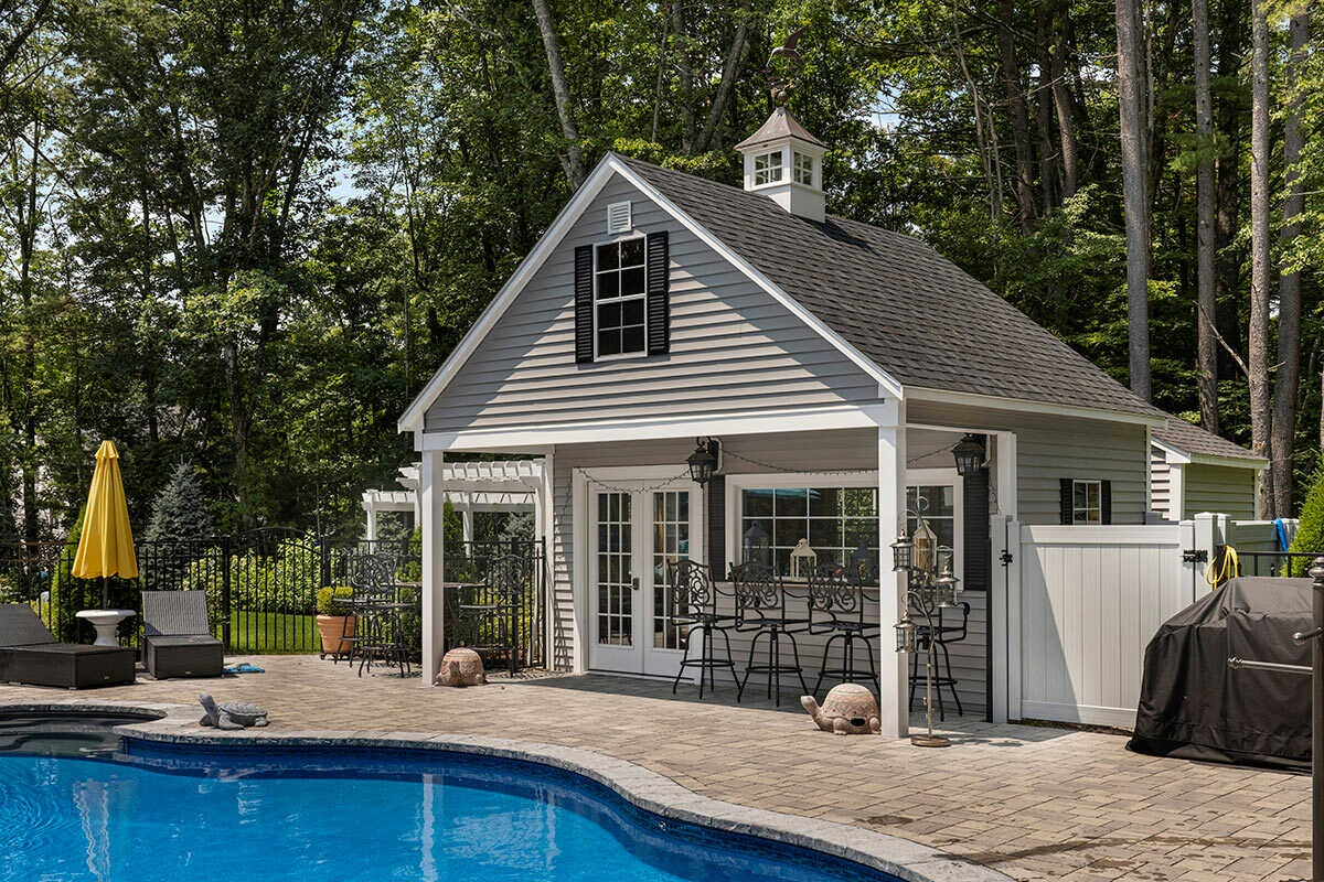 Bar Shed with Cupola Accent Slate Gray Coastal Design
