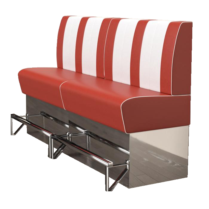 Bar Sofa Red White Stripes Chrome Plinth Built-in Footrest
