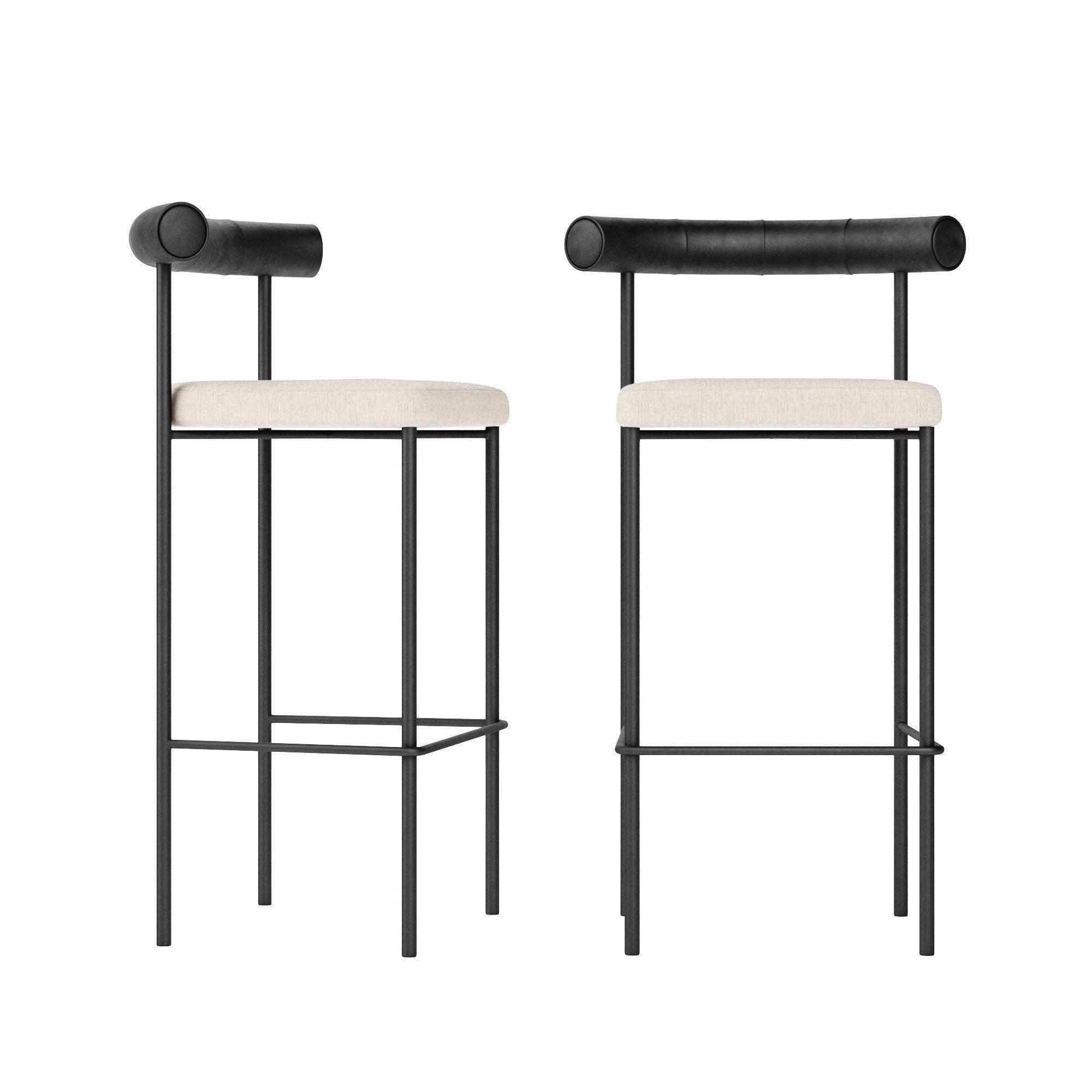 Bar Stool featuring Bolster Backrest and Steel Frame