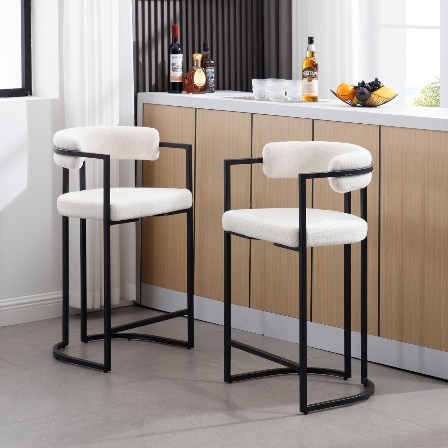 Bar Stool featuring Curved Barrel Back and Sled Base