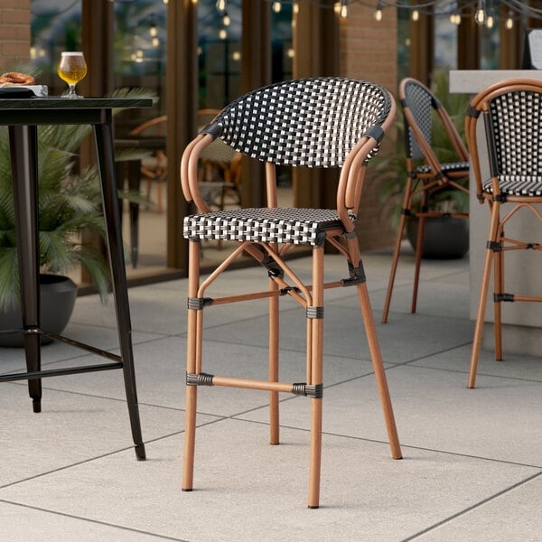 Bar Stool in Bistro Style with Wood Toned Frame