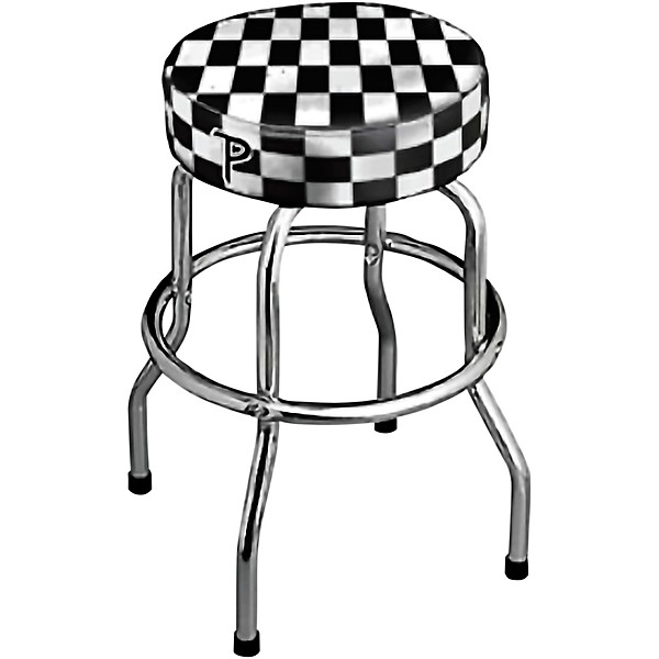 Bar Stool style with Checkered Seat and Polished Silver