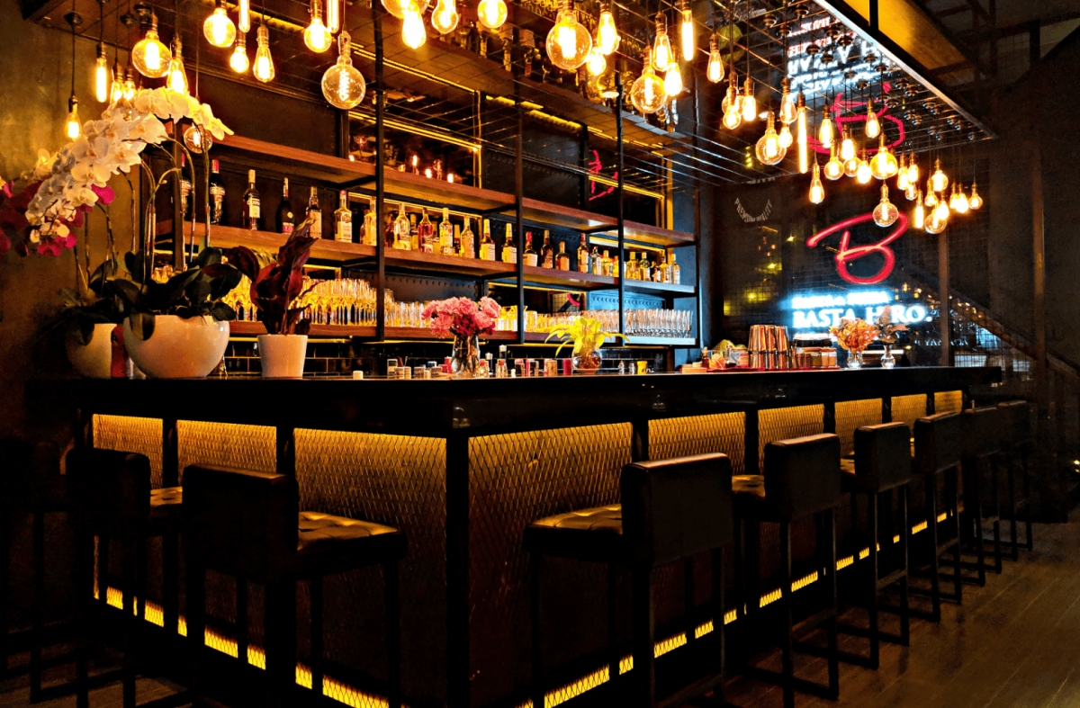 Bar Stool Styling with Backlit Mesh Panel and Square