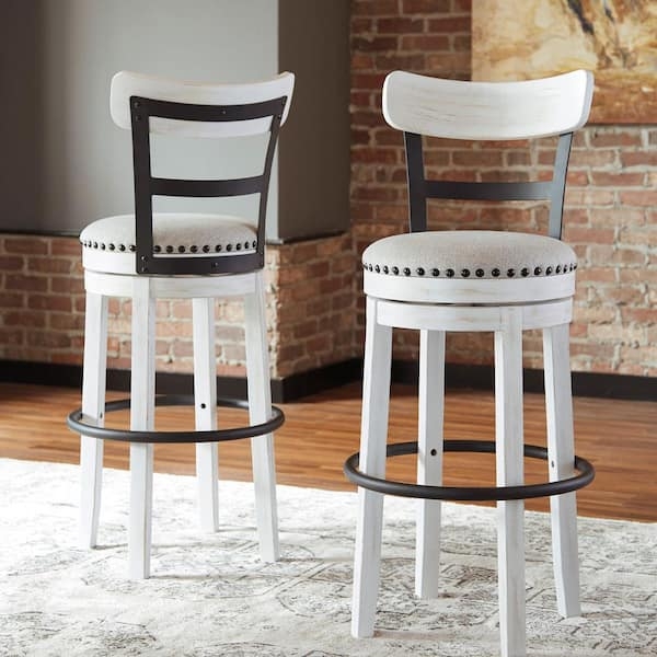 Bar Stool with Whitewashed Finish and Nailhead Trim Detail