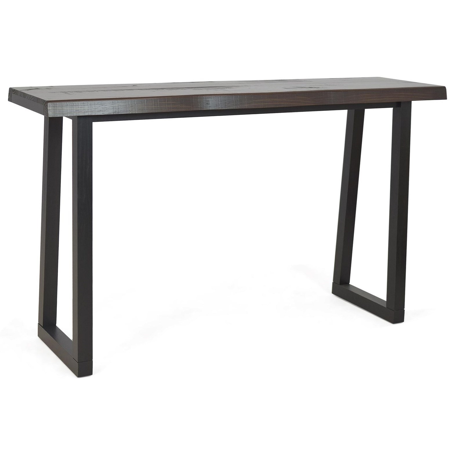 Bar Table: Dark Brown Sled Base Industrial Sled Base Table