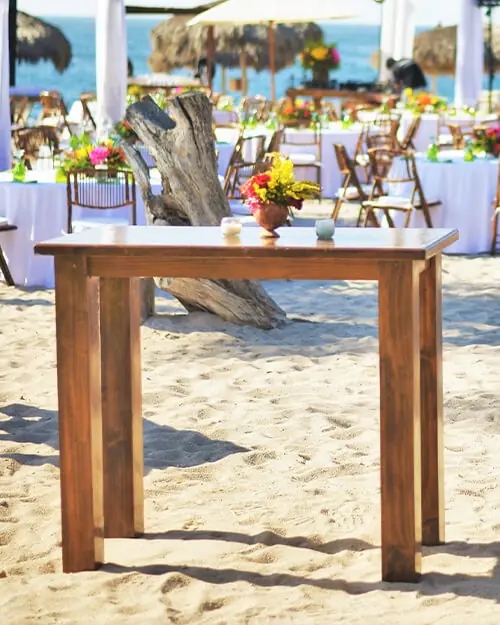 Bar Table featuring Thick Square Legs for Beach Wedding Furniture