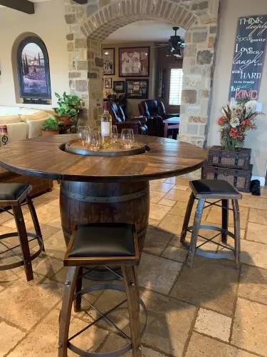 Bar Table Set featuring Revolving Center Tray and Barrel