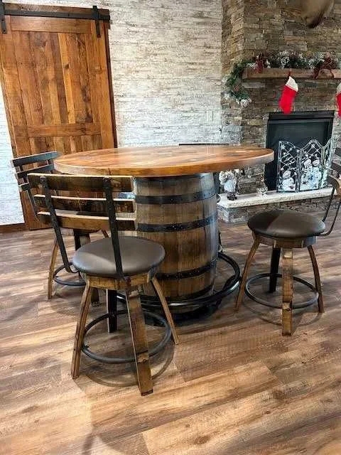Bar Table Set with a Stave Back and Repurposed Look