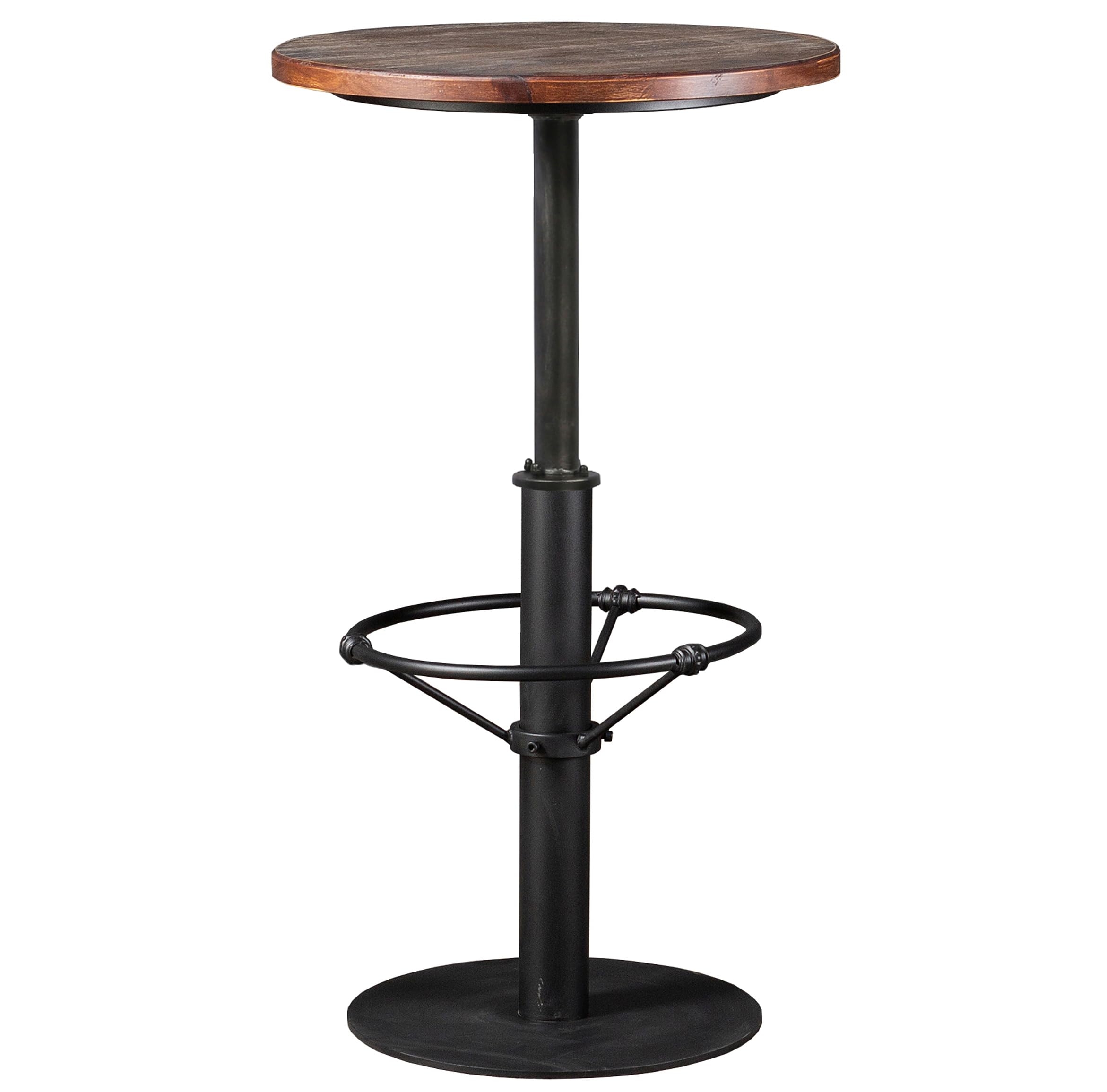 Bar Table with Circular Footrest in Matte Black Metal
