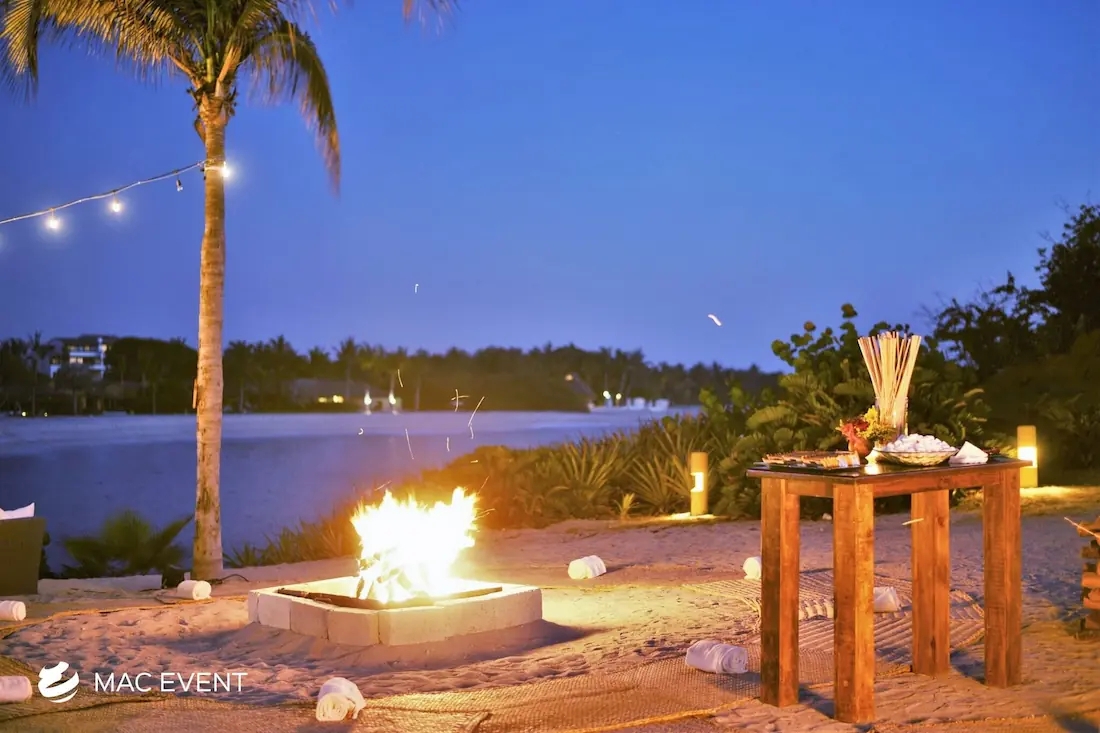 Bar Table with Elevated Height for Outdoor Fire Pit Event Decor