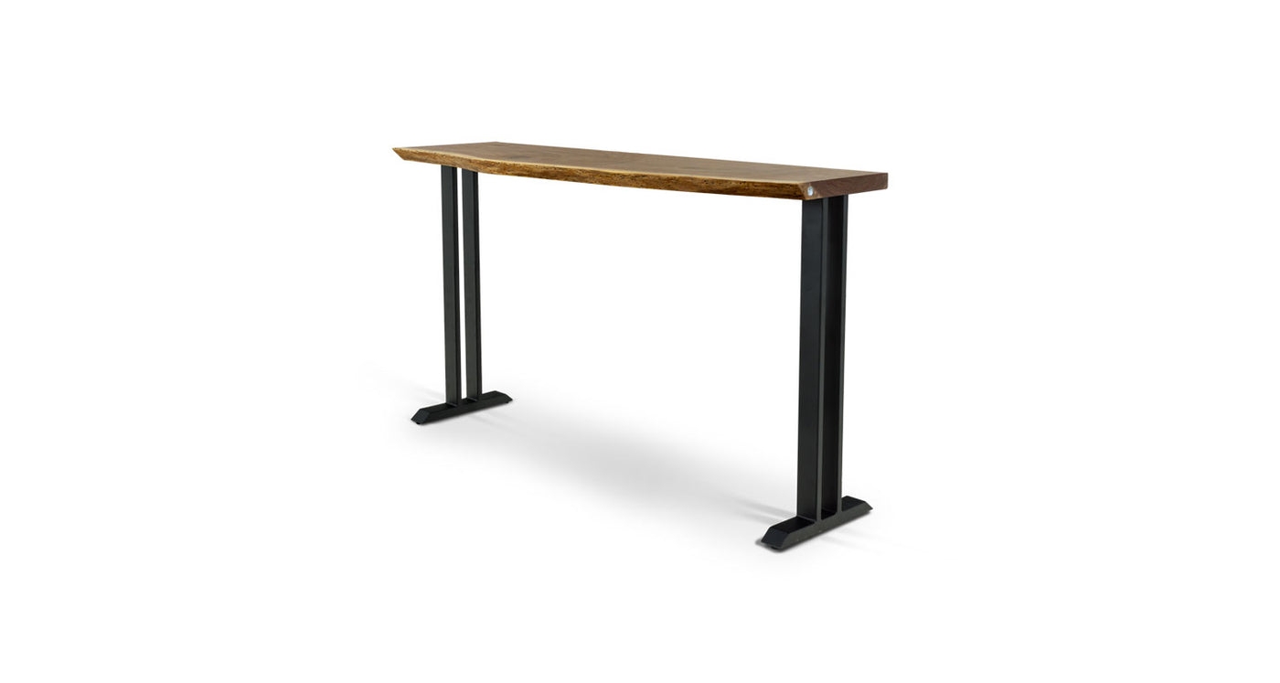 Bar Table with Live Edge Walnut and Slim Dual Legs