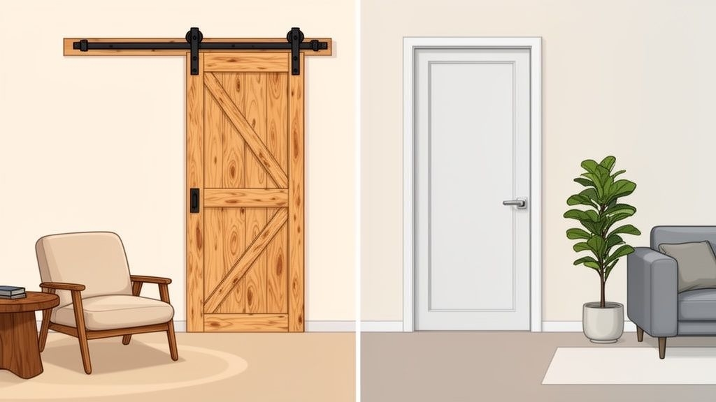 Barn Door Diagonal Bracing Rustic Wood Space Saving Door