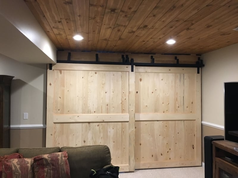 Barn Door Dividers Natural Wood On Industrial Black Track