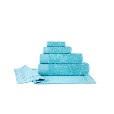 Bath Linen Set Turquoise Vibrant Monochrome Aqua Towel Set
