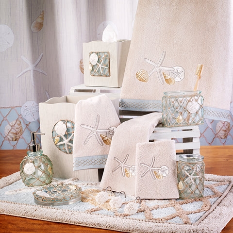 Bathroom Accessory Set Nautical Netting Seaglass