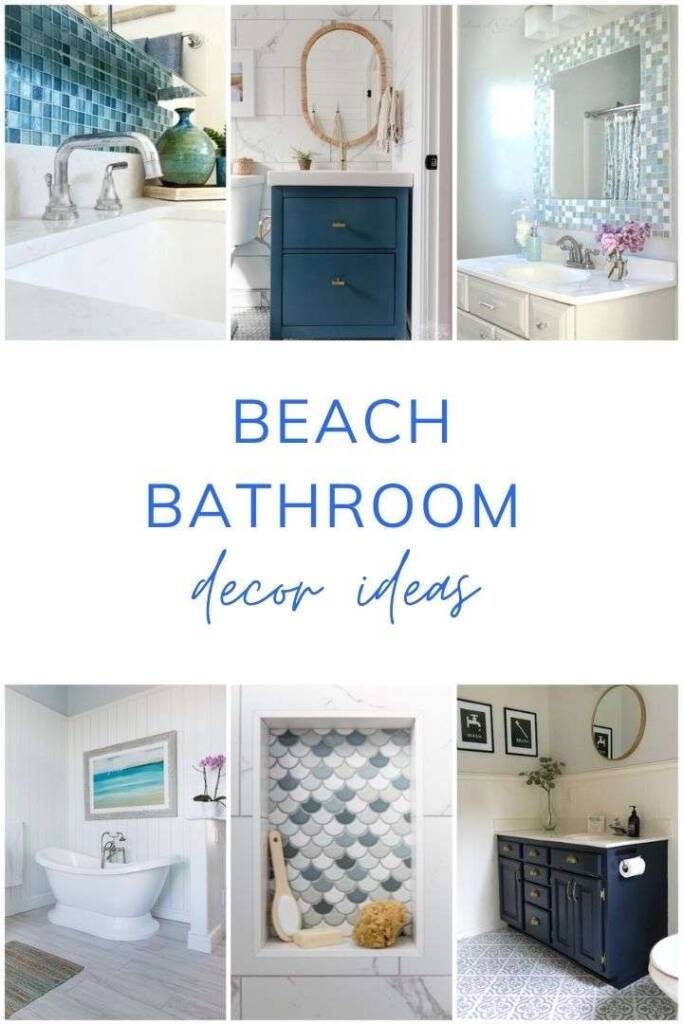 Bathroom Decor Navy Vanity Jute Mirror Coastal Niche